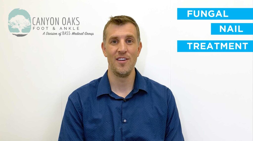 a man against a white wall with text that reads "the best way to treat fungal nails"